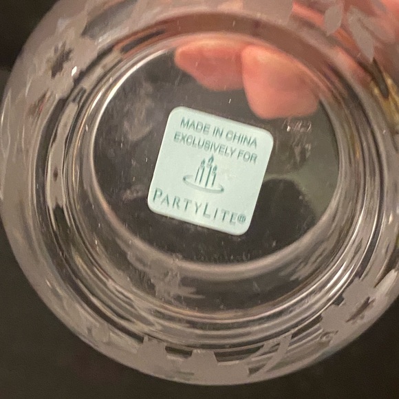 Partylite Sakura Thick Heavy Etched Glass Votive Tealight Candle Holders set 2 - Picture 4 of 4